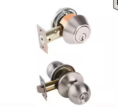 Photo 1 of **READ NOTES**
Light Duty Commercial ANSI Grade 2 Entry Knob and Deadbolt UL 3-Hour Fire, Keyed Alike Satin Chrome