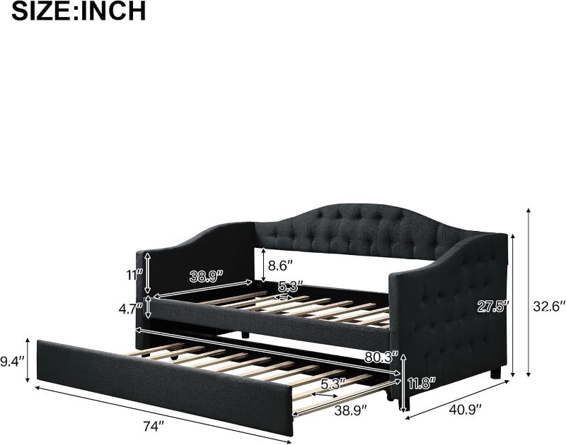 Photo 5 of (READ FULL POST) Twin Size Daybed with Trundle DRWAER, Upholstered Twin Daybed Frame DRAWER