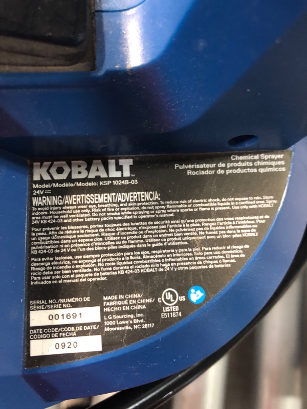 Photo 4 of **MISSING PARTS READ NOTES**
Kobalt 2.11-Gallon Plastic Pump Sprayer