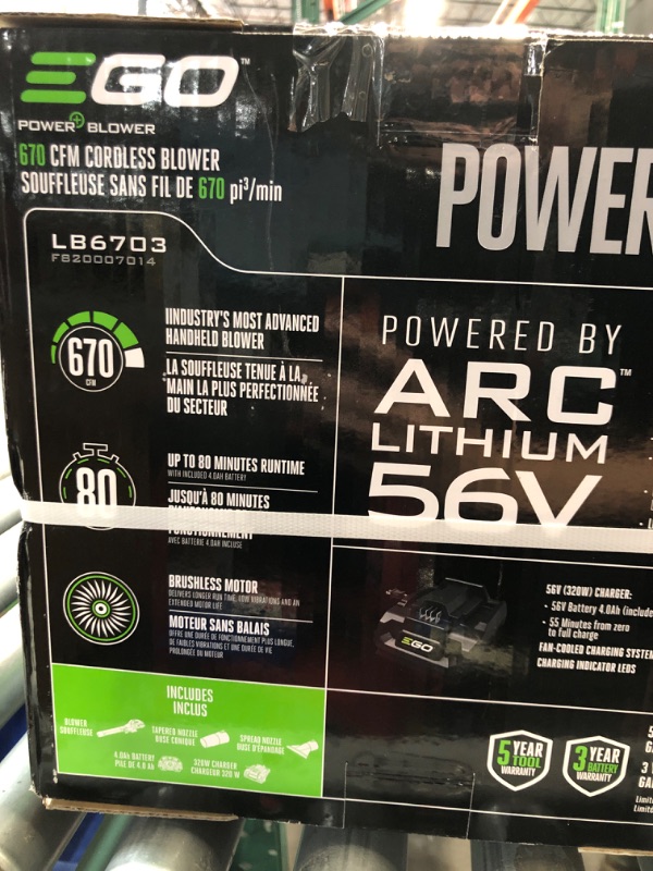 Photo 2 of ***USED - BLOWER DOESN'T WORK - UNABLE TO TROUBLESHOOT - SEE PICTURES***
EGO POWER+ 56-volt 670-CFM 180-MPH Battery Handheld Leaf Blower 4 Ah (Battery and Charger Included)
