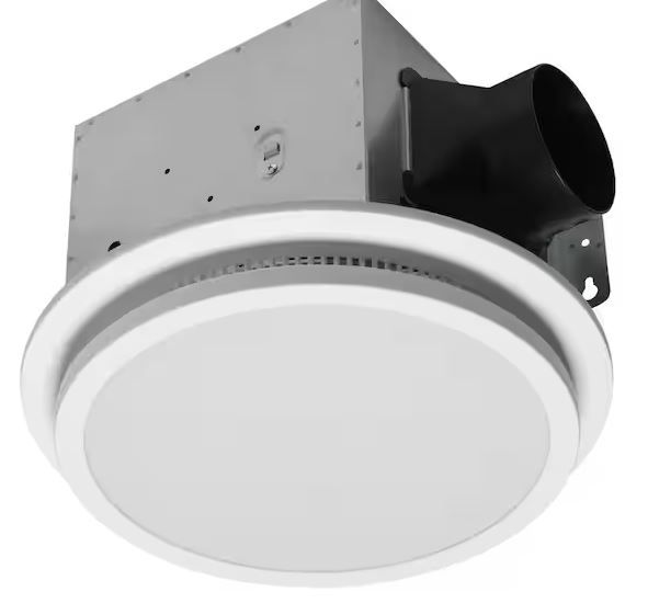 Photo 1 of (READ FULL POST) Decorative White 110 CFM Ceiling Mount Bathroom Exhaust Fan with Bluetooth, Humidity Sensor, and LED Light
