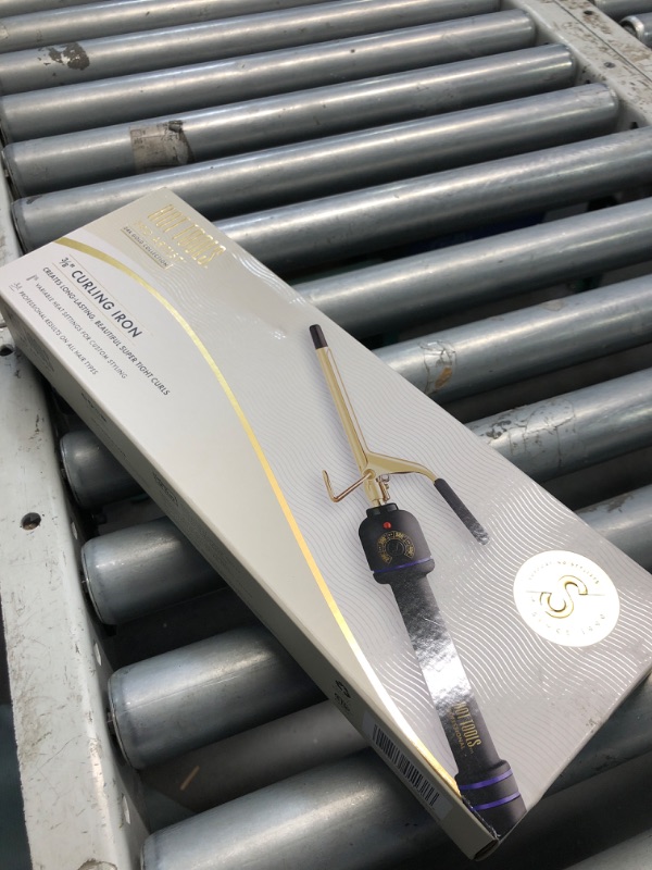 Photo 3 of **APPEARS NEW**HOT TOOLS New and Improved 24K Gold Professional 3/8" Extended Barrel Curling Iron with Clamp for Tight Curls | 24K Gold Technology for Long-Lasting Results & Longer Barrel for Easy Styling
