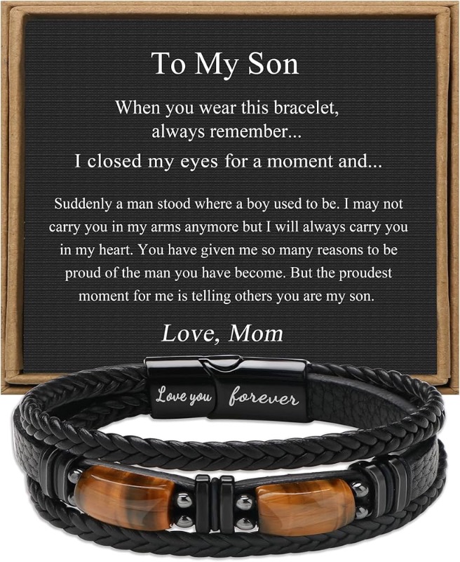 Photo 1 of ????? ??? ??? ??????? ???????? With Tigers Eye, Father's Day Christmas Anniversary Birthday Gifts for Son Husband Grandson Boyfriend Brother Dad Love You Forever Bracelets for Men