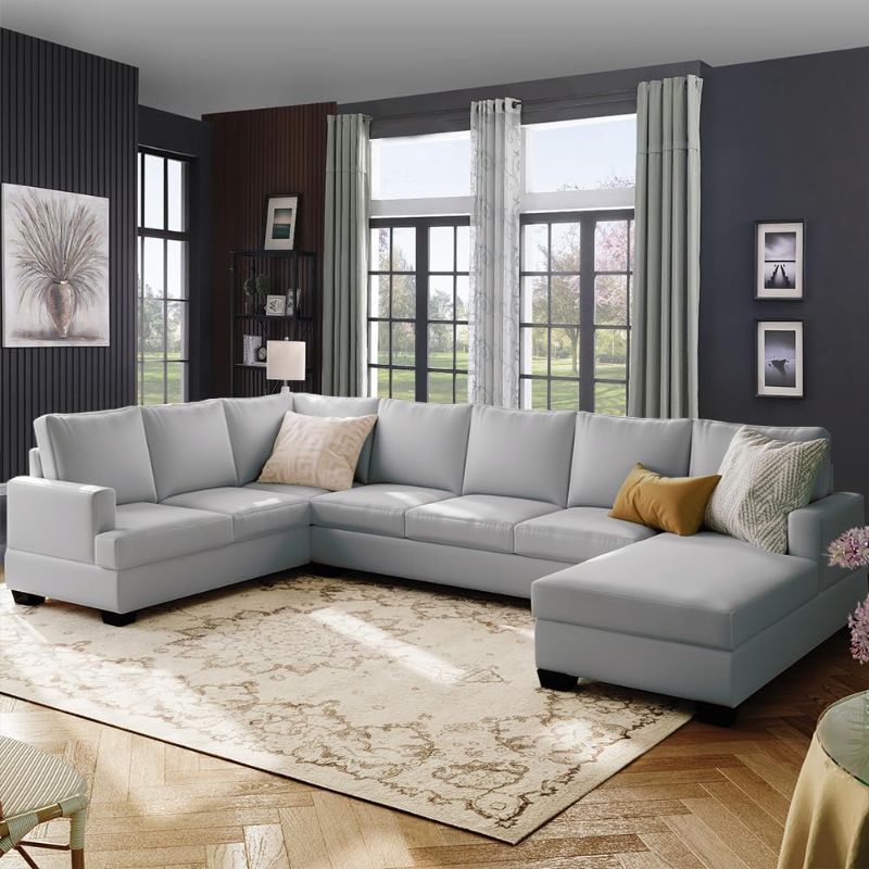 Photo 1 of ***STOCK PHOTO REFERENCE ONLY*** Sofa Set,Sectional Couches for Living Room,U Shaped Sofa with Chaise Lounge,7 Seat Sofas & Couches,Corner Sofa for Apartment, Office, Gray
