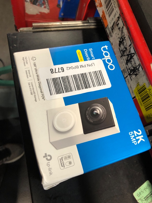 Photo 1 of **LIKE NEW** Tapo TP-Link Smart Video Doorbell Camera Wired, 2K 5MP, Color Night Vision, 180° Ultra-Wide FOV, 2-Way Audio, Free AI Detection, Cloud & SD Card Storage, Works w/Alexa & Google Home, D130
