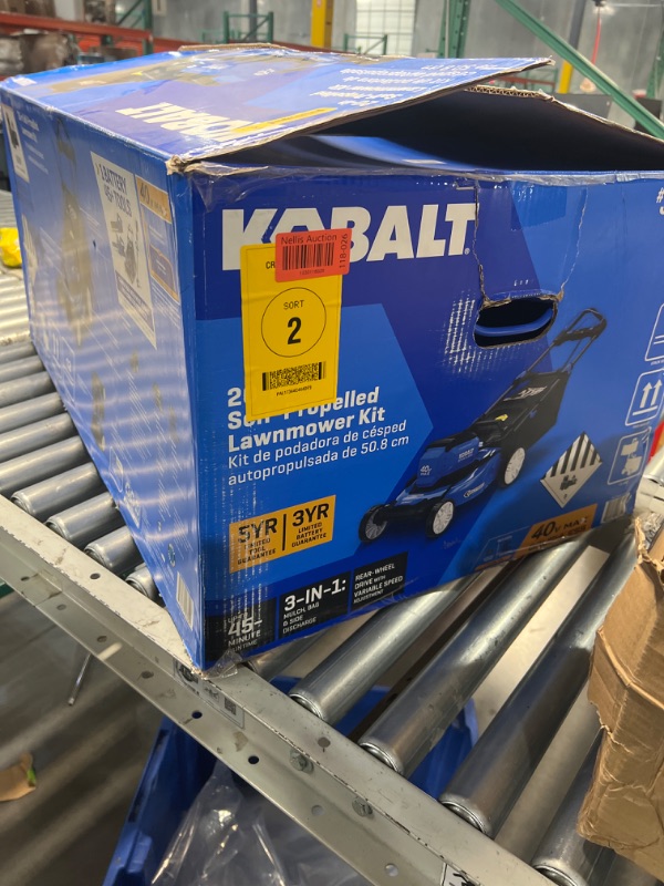 Photo 1 of ***(PARTS ONLY/ NON FUNCTIONAL/ NO RETURNS OR REFUNDS)***
 Kobalt Gen4 40-volt 20-in Cordless Self-propelled Lawn Mower 6 Ah (1-Battery and Charger Included)
