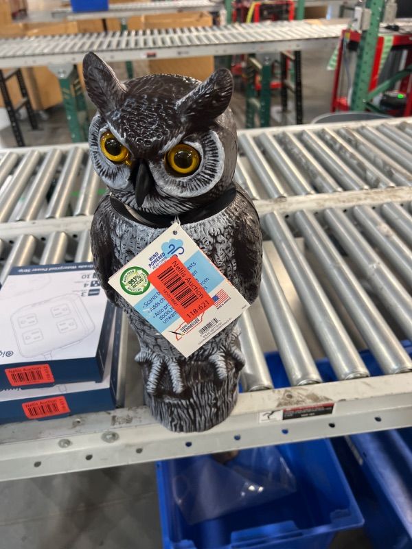 Photo 2 of **BENT**
Dalen Rotating Head Fake Owl Decoy to Scare Birds Away from Gardens, Rooftops, and Patios - Scarecrow Provides Chemical-Free Pest Control - Safe and Humane, 18" 360º Rotating Head