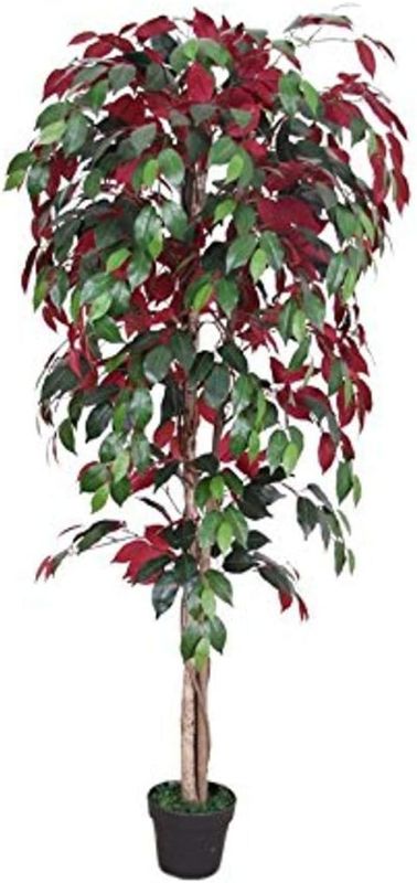 Photo 1 of (READ FULL POST) Artificial Trees, 6 ft Tall (GREEN LEAVES + RED FLOWERS) 