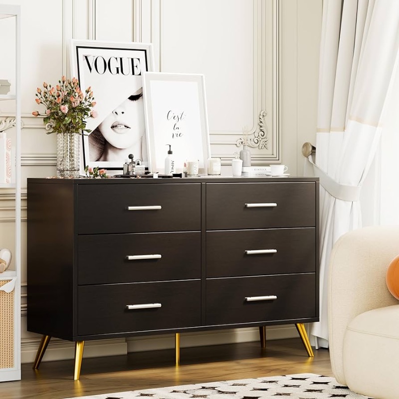 Photo 1 of ***STOCK PHOTO FOR REFERENCE ONLY - ACTUAL ITEM MAY DIFFER - SEE COMMENTS***
Drawer Double Dresser, Black, 6 Drawer, Wooden Construction