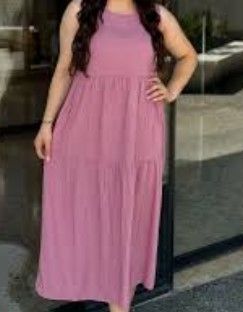 Photo 1 of ***PHOTO FOR REFERENCE ONLY***Women's Maxi Dress Summer Sleeveless Crewneck Swing Sundress Casual Loose Long Dresses with Pockets Purple XXXL