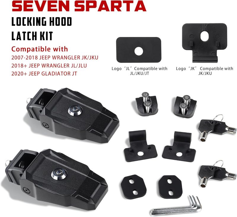 Photo 1 of *****STOCK IMAGE FOR SAMPLE*****
Seven Sparta Hood Latches Compatible with Jeep Wrangler JK/JKU 2007-2017, JL/JLU 2018-2024 & Jeep Gladiator 2020-2024, with Keys,1 Pair
