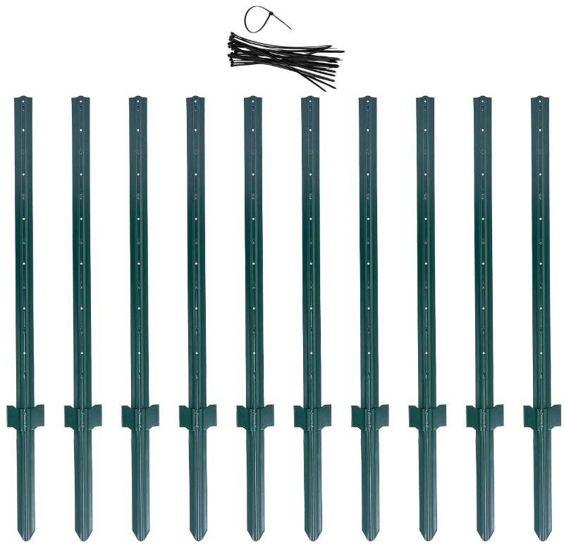 Photo 1 of (4 Sizes: 4-5-6-7 Feet) LADECH 5 Feet Sturdy Duty Metal Fence Post with 30 Zip Ties – Garden U Posts for Fencing (Heavy - Set 10) 5 Feet - Heavy - Set 10