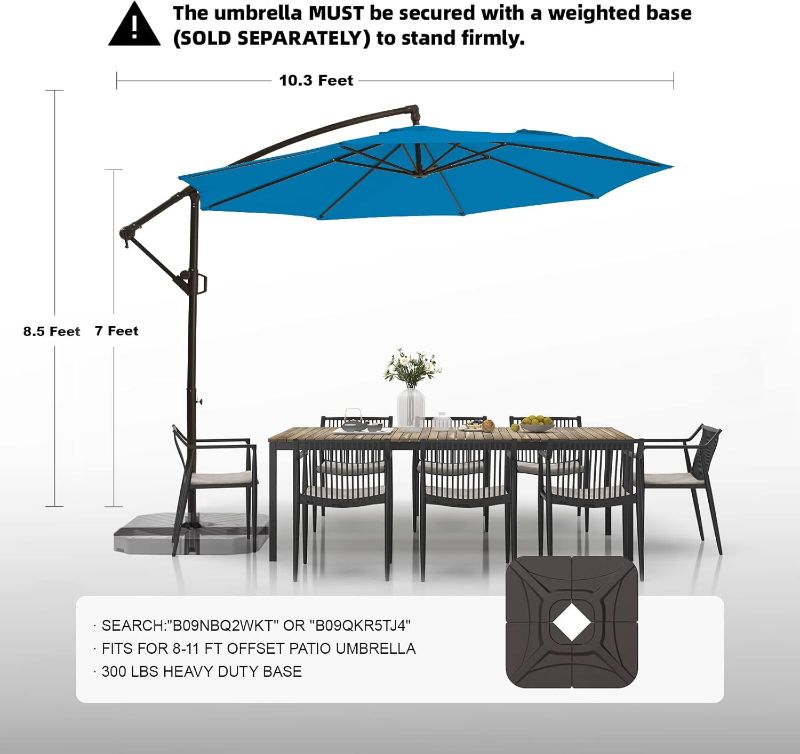 Photo 1 of ***USED - LIKELY MISSING PARTS - UNABLE TO VERIFY FUNCTIONALITY***
wikiwiki 10ft Patio Umbrellas Offset Outdoor Cantilever Hanging Umbrella w/Infinite Tilt, Fade Resistant Waterproof Recycled Fabric Canopy & Cross Base for Yard, Garden & Deck, Blue
