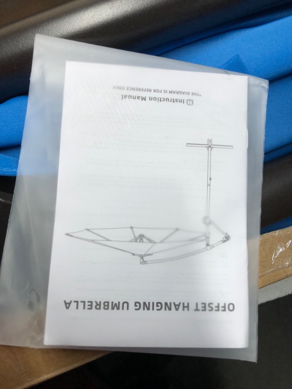 Photo 4 of ***USED - LIKELY MISSING PARTS - UNABLE TO VERIFY FUNCTIONALITY***
wikiwiki 10ft Patio Umbrellas Offset Outdoor Cantilever Hanging Umbrella w/Infinite Tilt, Fade Resistant Waterproof Recycled Fabric Canopy & Cross Base for Yard, Garden & Deck, Blue
