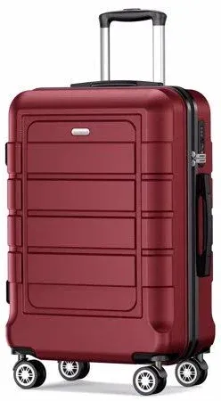 Photo 1 of  ****PARTIAL SET*** ONLY SMALL LUGGAGE***BROKEN ZIPPER**** SHOWKOO Luggage ABS Durable Suitcase Double Wheels TSA Lock Red Wine
