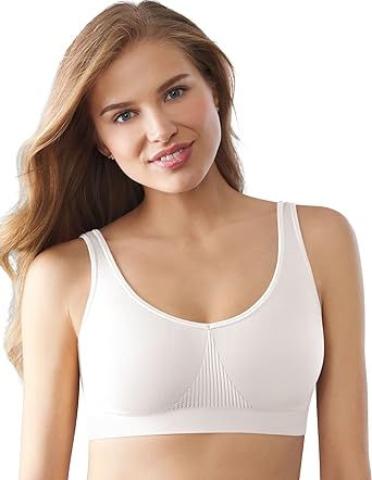 Photo 1 of Bali One Smooth U Wireless Bra, Seamless No-Bulge Shapewear Bra, Pullover Bralette with No-Roll Underband and No-Dig Straps Large White