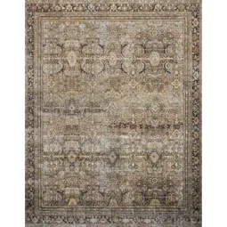 Photo 1 of Layla Olive/Charcoal 2 ft. x 5 ft. Distressed Oriental Printed Area Rug