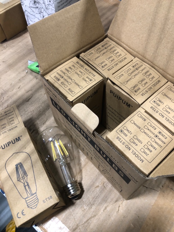 Photo 1 of Edison Bulbs 60 Watt Led, Led Edison Bulb, Vintage e26 Edison Bulb, ST58 led Light Bulb,Daylight White 4000k,80CRI,700 Lumen, Edison Bulbs for Home, 6 Pack, Clear,Non-Dimmable Daylight White 4000k 6 Pack