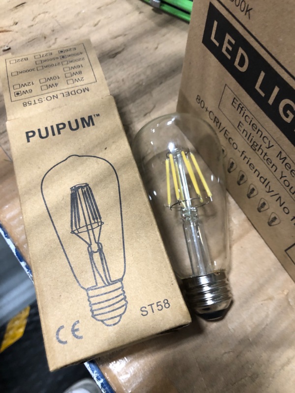Photo 1 of Edison Bulbs 60 Watt Led, Led Edison Bulb, Vintage e26 Edison Bulb, ST58 led Light Bulb,Daylight White 4000k,80CRI,700 Lumen, Edison Bulbs for Home, 6 Pack, Clear,Non-Dimmable Daylight White 4000k 6 Pack