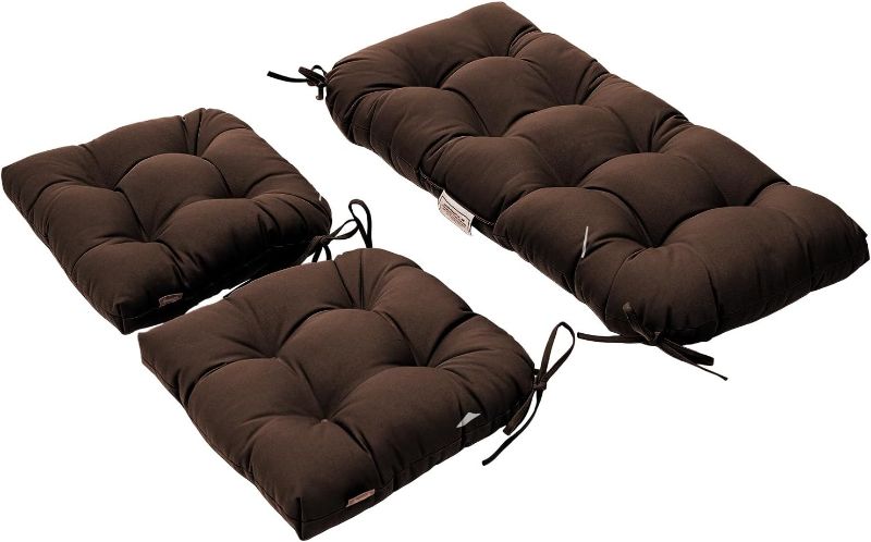 Photo 1 of  Outdoor/Indoor Patio Wicker Seat Cushions with Ties Group Loveseat/Two U-Shape Cushions for Patio Furniture,Wicker Loveseat,Bench,Porch,Patio Chair Cushions Set of 3 (Tan/Grey)
Visit the QILLOWAY Store