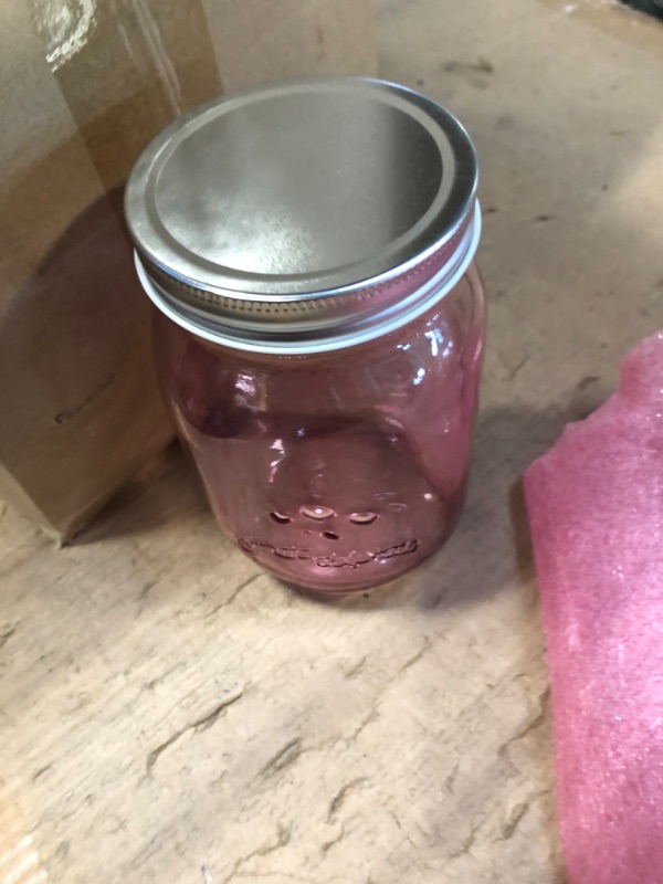 Photo 4 of 12 Pieces 32 oz Colored Mason Jars Glass Mason Jars with Lids Glass Wide Mouth Canning Jar Mason Jars NOT Allowed Dishwasher (Pink)