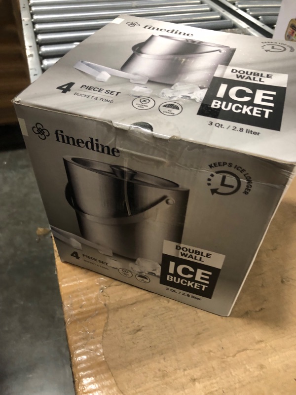 Photo 1 of Double-Wall Insulated Ice Bucket with Lid, Ice Tong, Strainer & Leather Handle Keep Ice Frozen Longer Large Wine Ice Buckets for Parties,Cocktail Bar, Chilling Beer Champagne, Dark Brown Handle 3L 3L-Dark Brown Handle