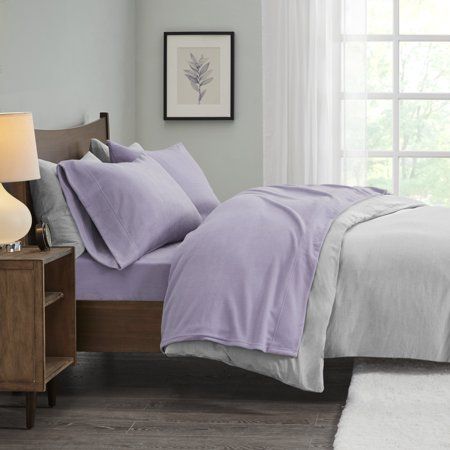 Photo 1 of True North by Sleep Philosophy Microfleece Sheet Set, Purple, King Set
