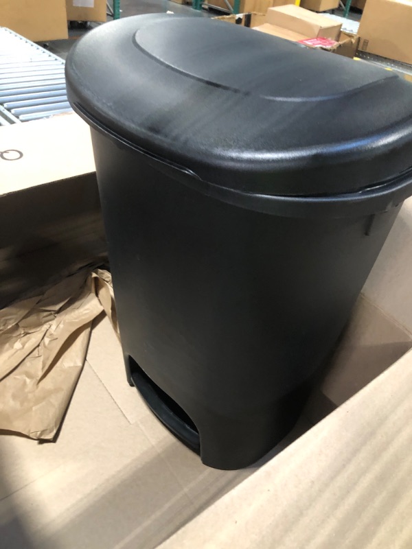 Photo 1 of ***FOR PARTS ONLY NO RETURNS***Rubbermaid Classic Step-On Trash Can with Lid, 13-Gallon, Black, Easy Clean Wastebasket for Home/Kitchen/Bedroom/Office