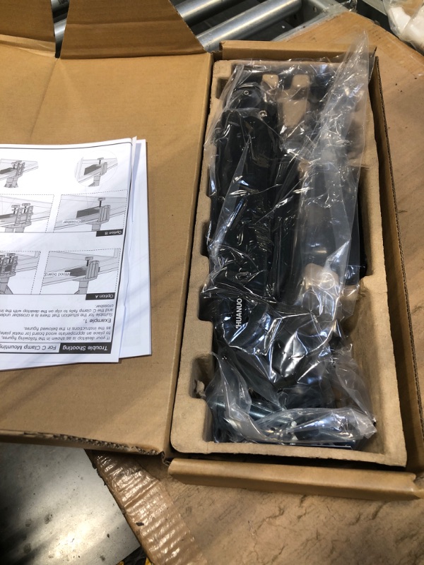 Photo 1 of HUANUO Single Monitor Mount, 13 to 32 Inch Gas Monitor Arm, Adjustable Stand, Vesa Mount with Clamp and Grommet Base - Fits 4.4 to 19.8lbs LCD Computer Monitors Black