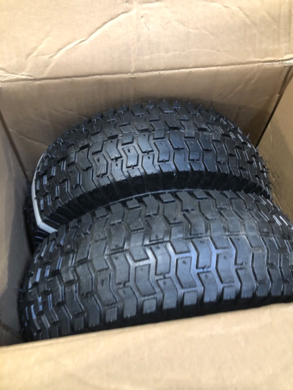 Photo 3 of 2-Pack of 13x5.00-6" Wheels,13" Pneumatic Tires,Steel Rim and 3/4" Axle Bore Hole(Bushing),3"-6” Centered Hub,for Riding Lawn Mower,Utility Wagon and More?All Purpose Utility Tire