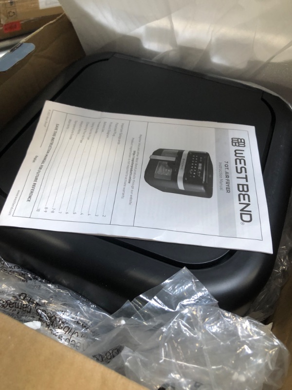 Photo 3 of ***AS IS / NO RETURNS -  FINAL SALE***For parts only
West Bend Air Fryer 7-Quart Capacity with Digital Controls View Window and 13 Cooking Presets, Nonstick Frying Basket, 1700-Watts, Black