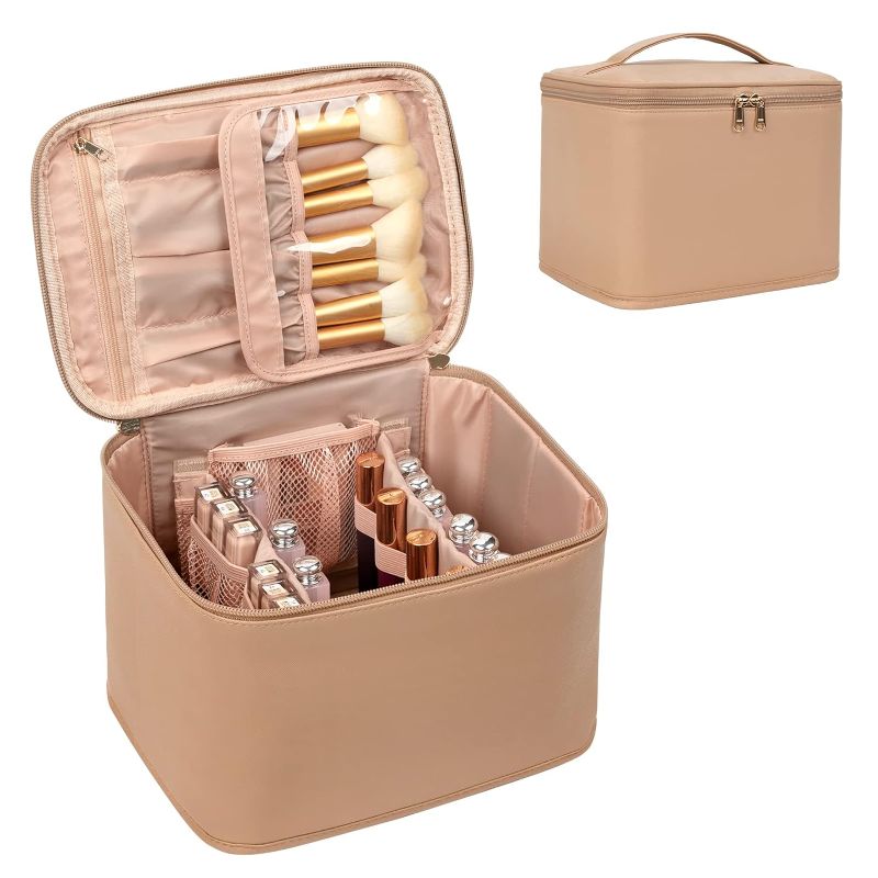 Photo 1 of 
OCHEAL Makeup Bag,Large Travel Makeup Bag Organizer Cosmetic Bags for Women Washable Make Up Bag Makeup Organizer Case with Dividers - Large,Beige Apricot