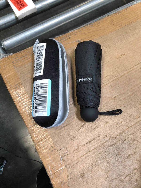 Photo 1 of Travel Umbrella - Mini Folding Compact Umbrella with Case, 8 Ribs Lightweight Portable Umbrella, Small Sun & Rain Pocket Umbrella for Girls and Women Black