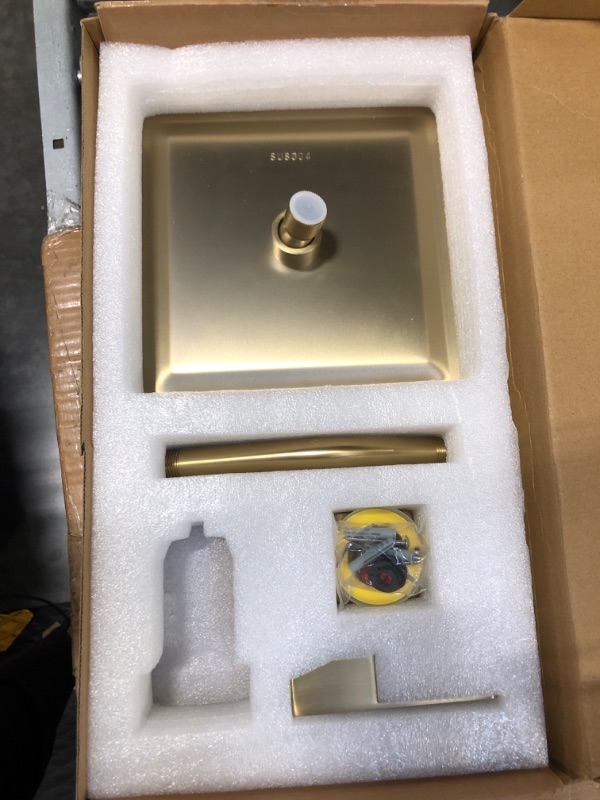 Photo 3 of *** MISSING PARTS***
 Brushed Gold Shower Faucet Set Bathroom Rainfall 8 Inch Shower Head System Single Handle Shower Trim Kit with Rough-in Valve Shower Faucet 2 ??Brushed Gold