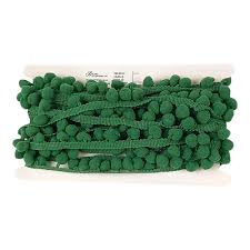 Photo 1 of 1 1/4 inch Pompom Fringe, BP-101-15 Hunter, 10 Yard Roll