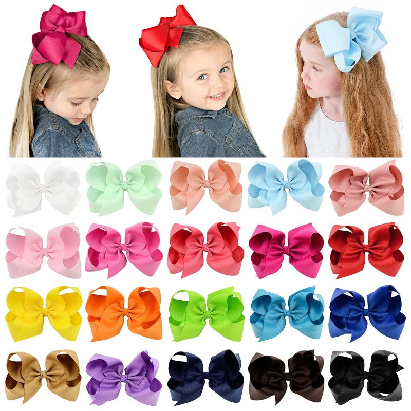 Photo 1 of  Big 6 Inch Hair Bows for Girls Grosgrain Ribbon Toddler Hair Accessories with Alligator Clips for Toddlers Baby Girls Kids Teens