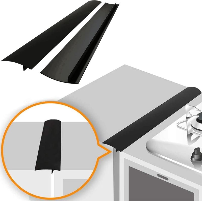 Photo 1 of Linda’s Essentials Silicone Stove Gap Covers (2 Pack), Heat Resistant Oven Gap Filler Seals Gaps Between Stovetop and Counter, Easy to Clean Stove Gap Guard (21 Inches, Black)
