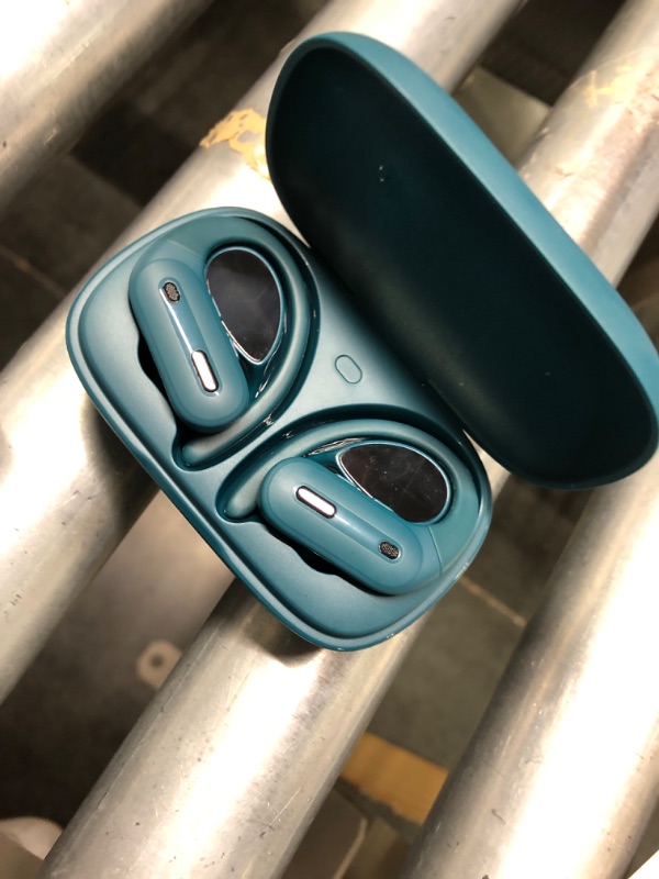 Photo 1 of Bluetooth Headphones V5.3 Wireless Earbuds 90 Hrs Playtime Earbuds with Wireless Charging Case Power Display Over-ear Earphones with Earhooks Waterproof Stereo Headset for Android phone Workout Green