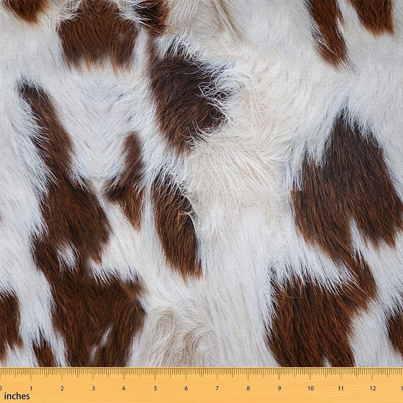 Photo 1 of Abstract White Brown Cow Fur Print Girly DIY Fabric by The Yard for Kids Teens Adults Craft Lovers,Farm Cowhide Texture,Decorative DIY Fabric for Upholstery and Home Accents