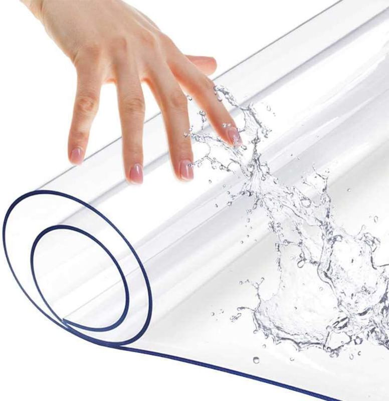 Photo 1 of 40x72 Inch Clear PVC Table Protector Plastic Tablecloth Dinner Table Tablelcloth Desk Pad Wipeable Wooden Furniture Coffee Living Room Table Vinyl Crystal Protection Cover Mat Waterproof Rectangular
