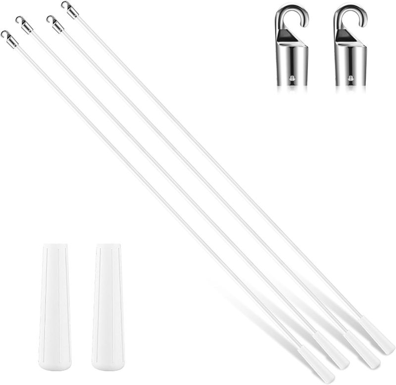 Photo 1 of 4 Pcs Blinds Wand Replacement with Hook and Handle White Fiberglass Long Vertica Blind Wand for Windows Curtain Door Shades Opener Accessory (30 Inch)
