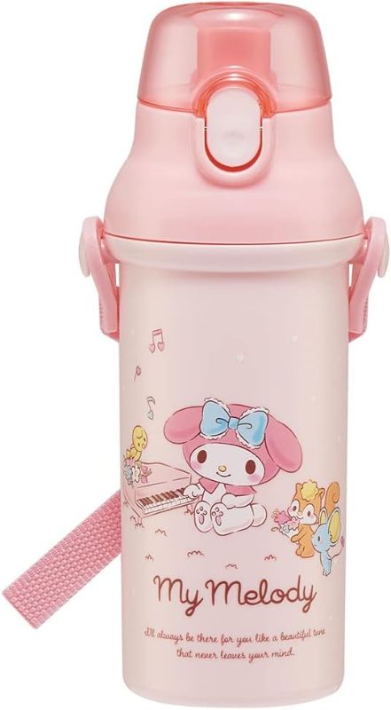 Photo 1 of Skater My Melody Plastic Water Bottle with Strap 16.23oz - Music
