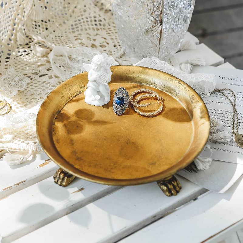 Photo 1 of NIKKY HOME Vintage Ring Holder Jewelry Dish, Gold Trinket Display Decorative Metal Tray Classy Birthday Chrismas Gifts for Women Girls
***USED***** 