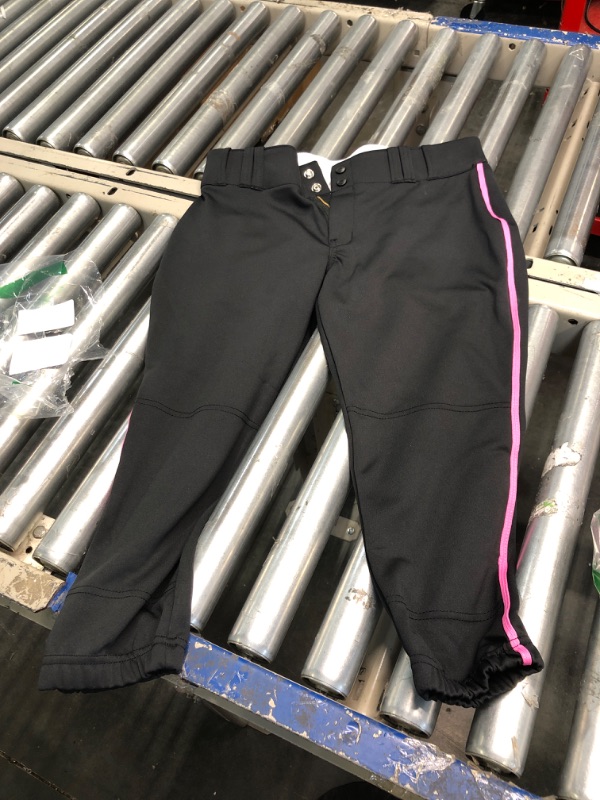 Photo 3 of CHAMPRO Women's Tournament Traditional Low-Rise Softball Pants with Braid Large Black, Pink Pipe