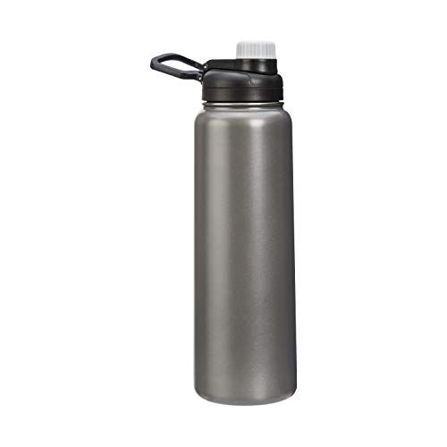 Photo 1 of **NEEDS CLEANED** **USED** Amazon Basics Stainless Steel Insulated Water Bottle with Spout Lid, 30 Ounce, Large Size, Gray
