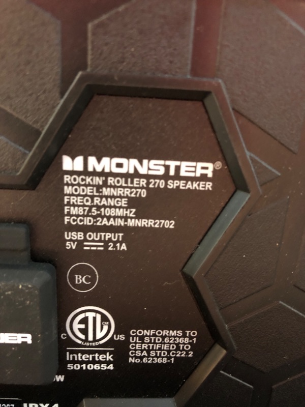 Photo 4 of Monster Rockin' Roller 270 Portable Indoor/Outdoor Wireless Speaker, 200 Watts, Up to 100 Hours Playtime, IPX4 Water Resistant, Qi Charger, Connect to Another TWS Speaker (Slate)
