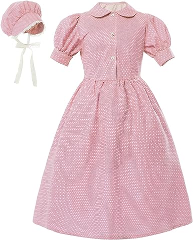 Photo 1 of CR ROLECOS Girls Prairie Pioneer Dresses Laura Ingalls Wilder Pilgrim Colonial Costume Dress
