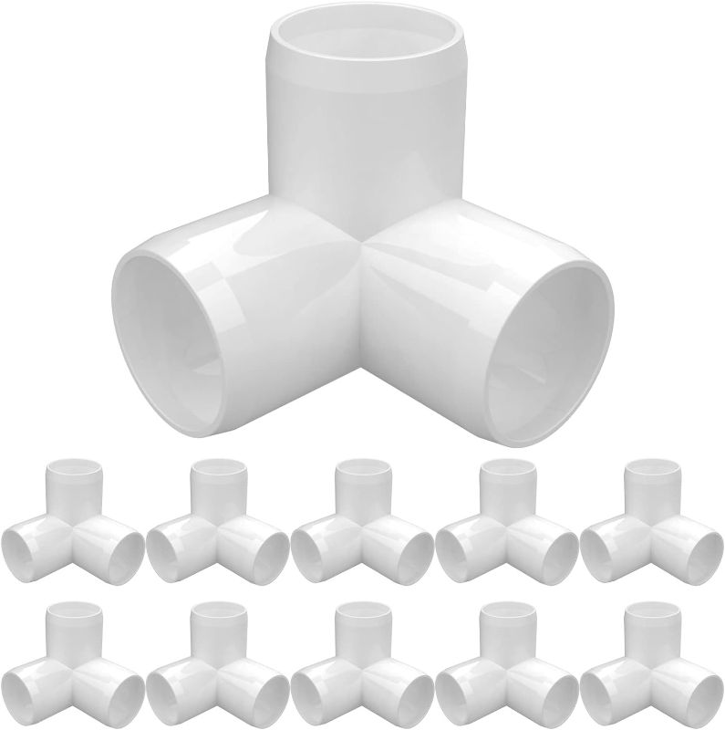 Photo 1 of 1" PVC Fittings 3 Way (10-Pack), Furniture Grade PVC Pipe Connector 1 Inch PVC Elbow for All DIY PVC Structure and Frames, UV Resistant, Fits 1" Sch 40 PVC Pipes
