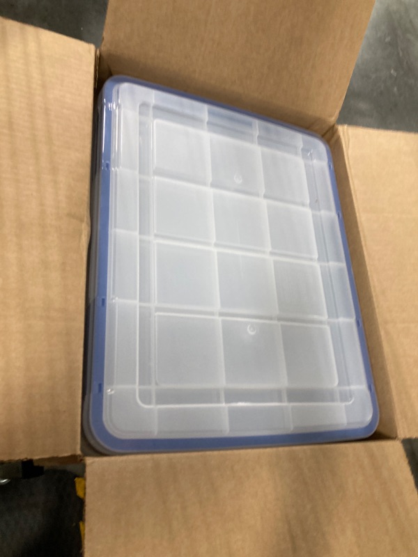 Photo 3 of 26 Qt. WEATHERTIGHT Multi-Purpose Storage Box in Clear with Blue Buckles (3-Pack)
