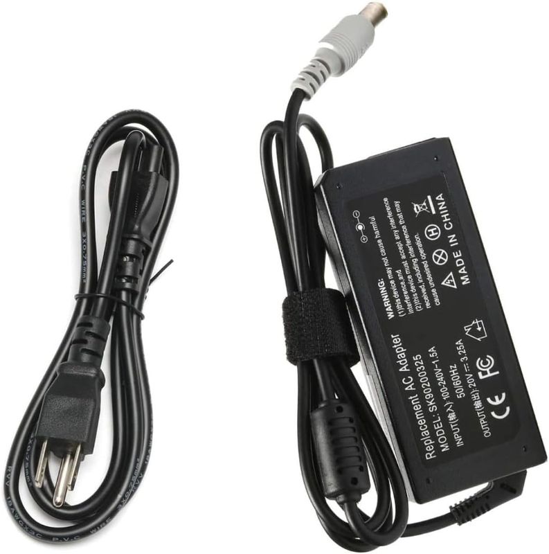 Photo 1 of 65W Laptop Charger for Lenovo Thinkpad E430 E520 E530 E535 E545; T400 T410 T420 T420s T520 T530 T61 AC Adapter; SL500 SL510 X120e X130e X131e X140e X200 X230 X201 X220 X230t X300 X60 S230u Power Cord